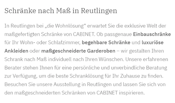 Moebelschreiner für  Kusterdingen - Immenhausen, Jettenburg, Wankheim und Mähringen